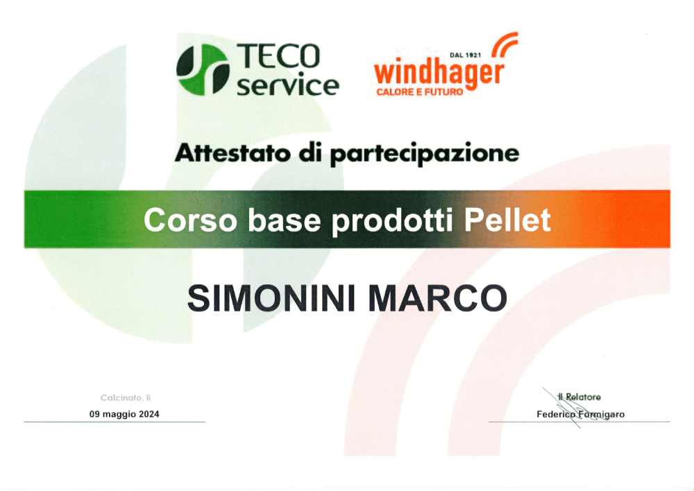 Attestato Simonini Windhager 9 maggio 2024